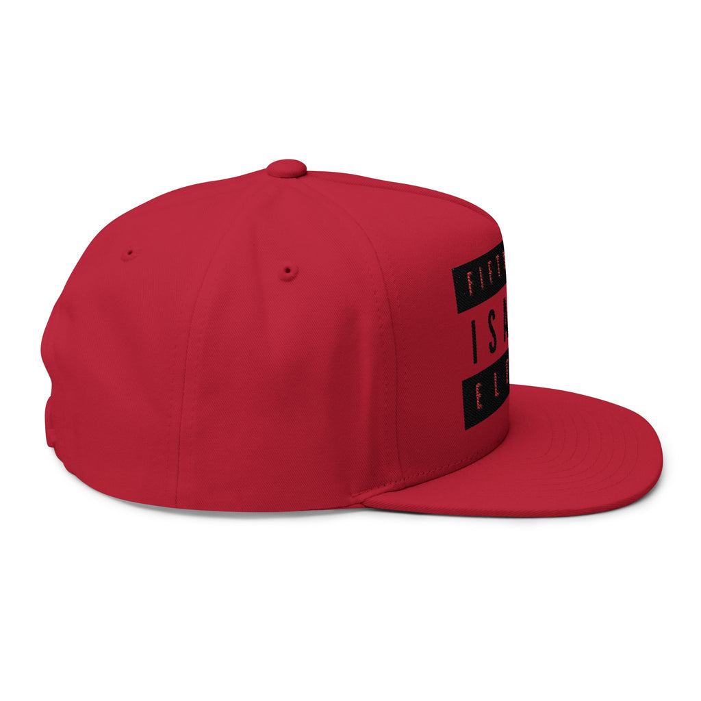 Fifty Five Eleven Embroidered Flat Snapback Hat; Red