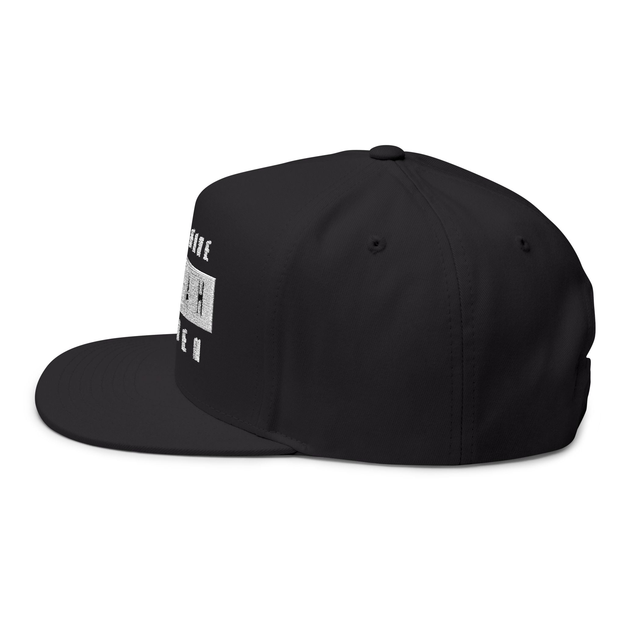 Fifty Five Eleven Embroidered Flat Snapback Hat; Black
