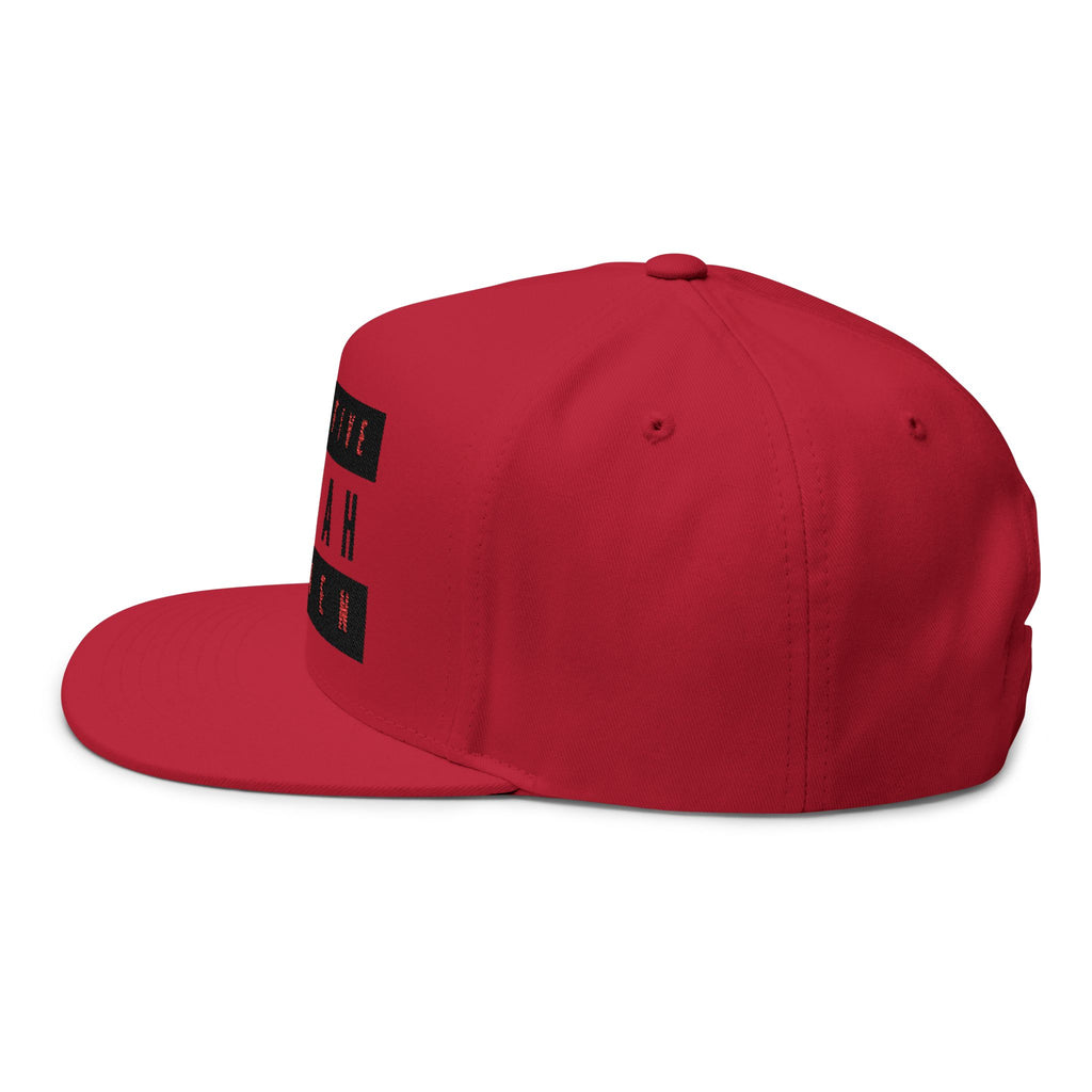 Fifty Five Eleven Embroidered Flat Snapback Hat; Red