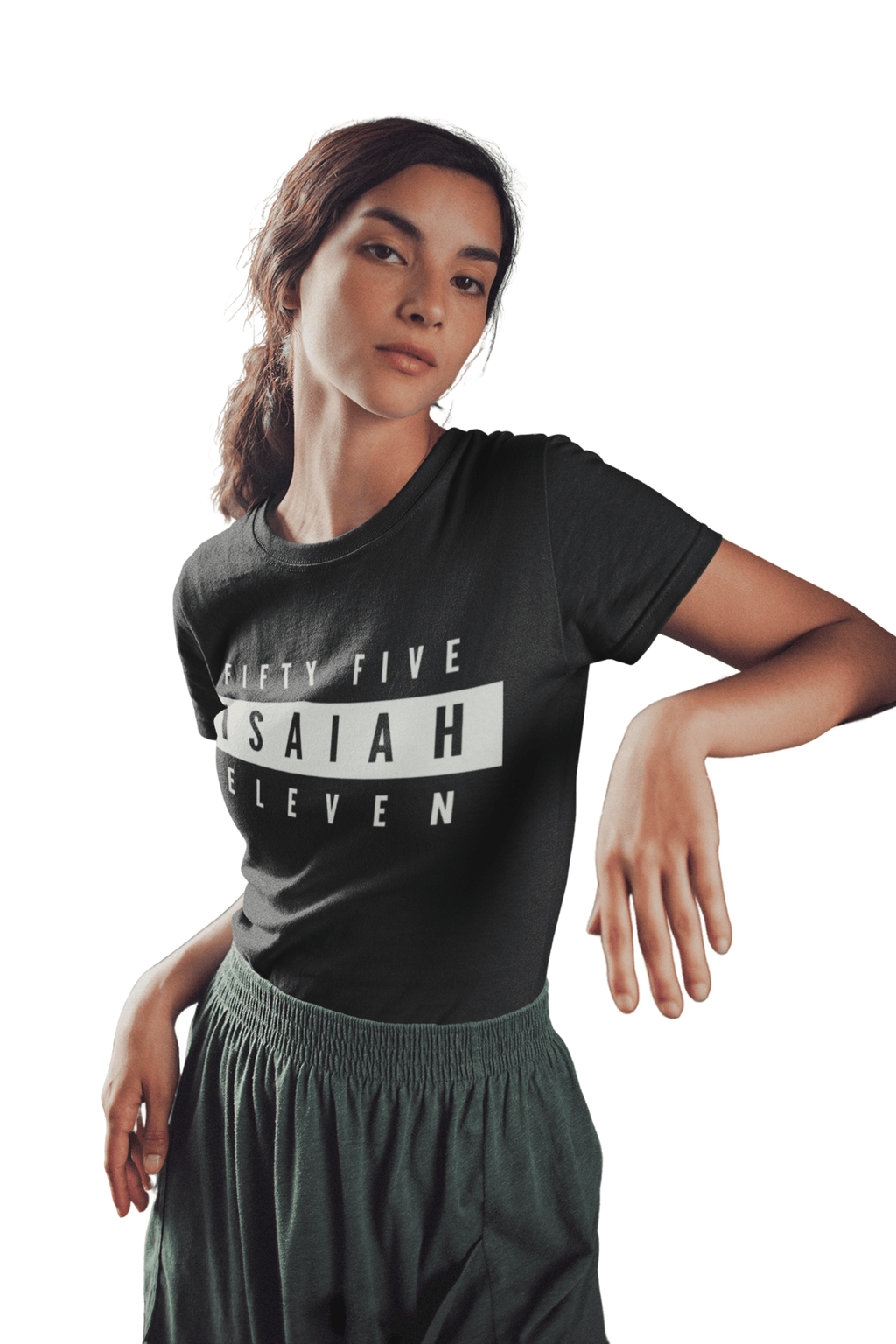 Fifty Five Eleven Branded T-Shirt; Black