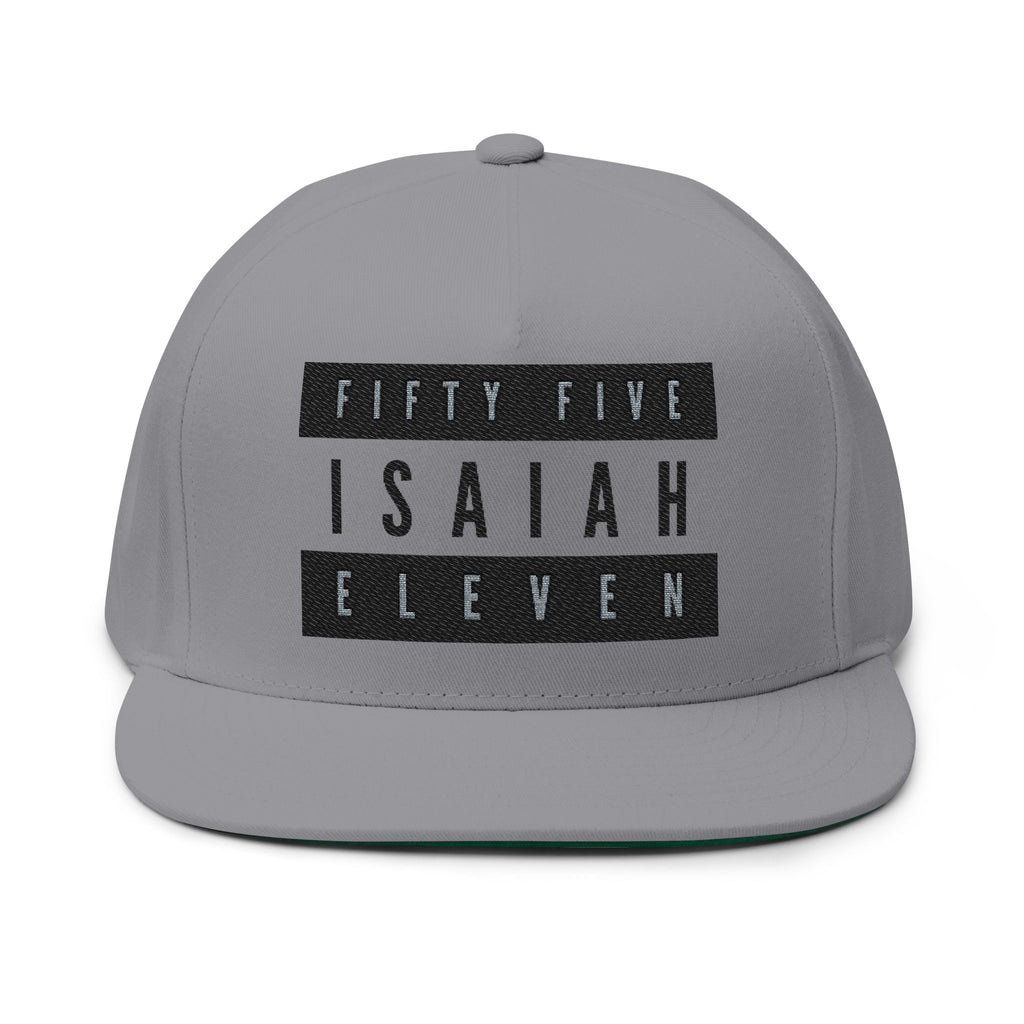 Fifty Five Eleven Embroidered Flat Snapback Hat; Grey