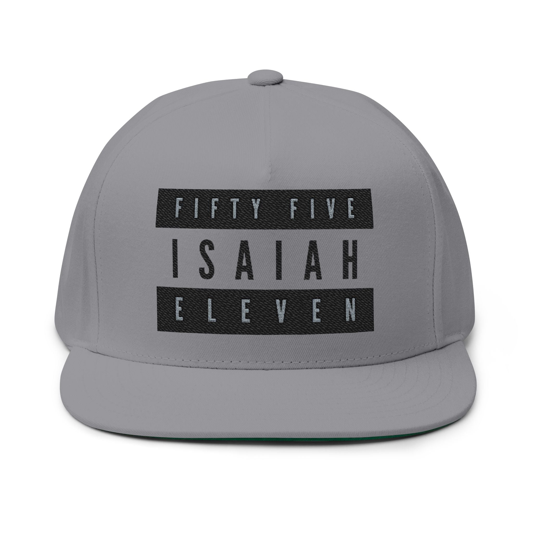 Fifty Five Eleven Embroidered Flat Snapback Hat; Grey