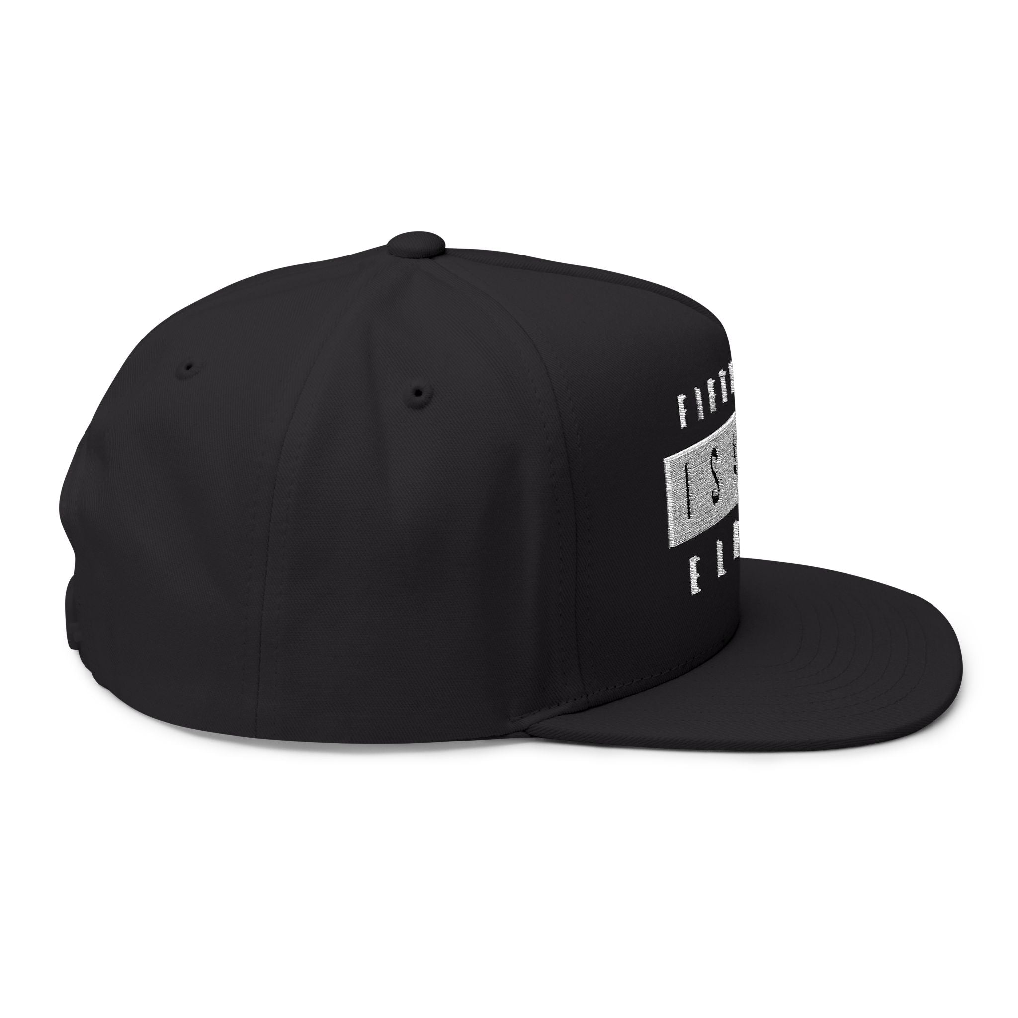 Fifty Five Eleven Embroidered Flat Snapback Hat; Black