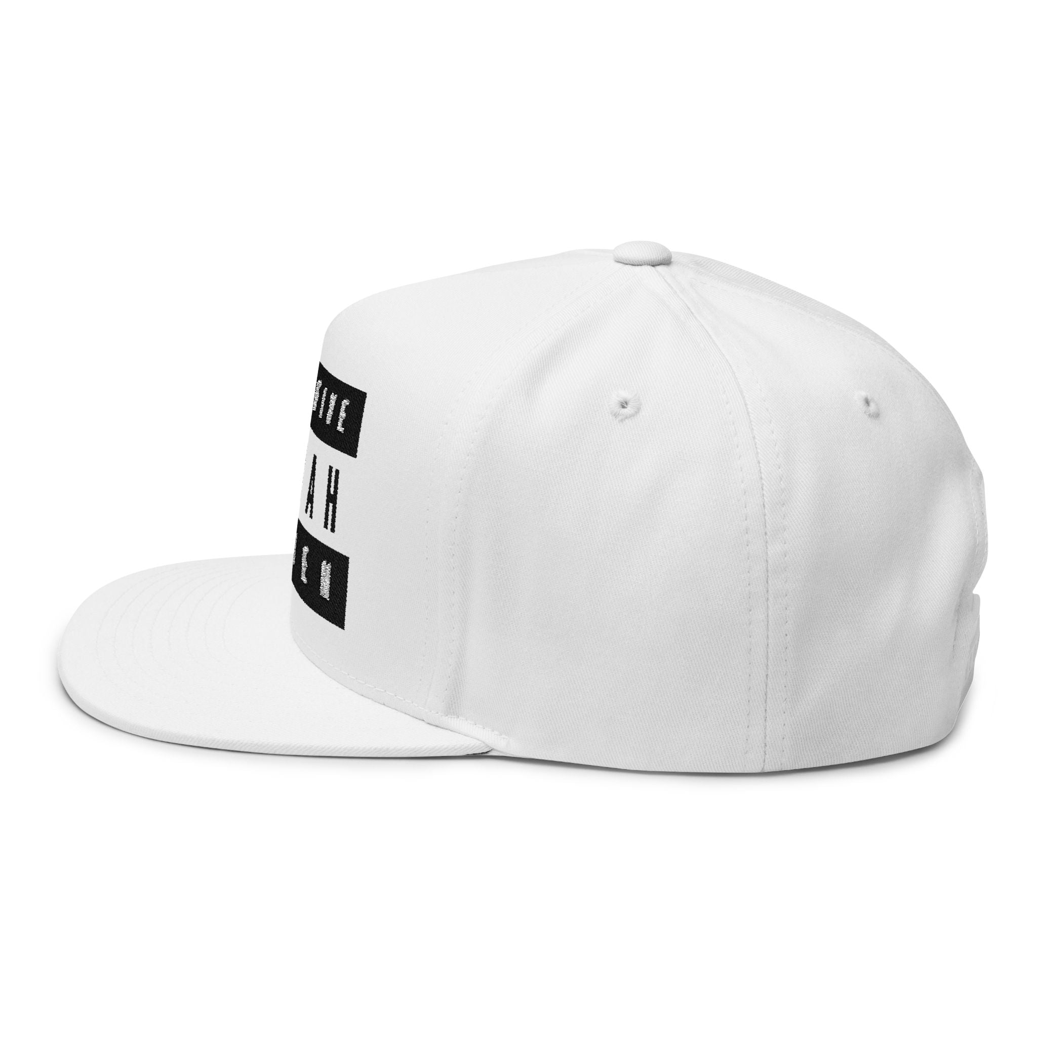 Fifty Five Eleven Embroidered Flat Snapback Hat; White