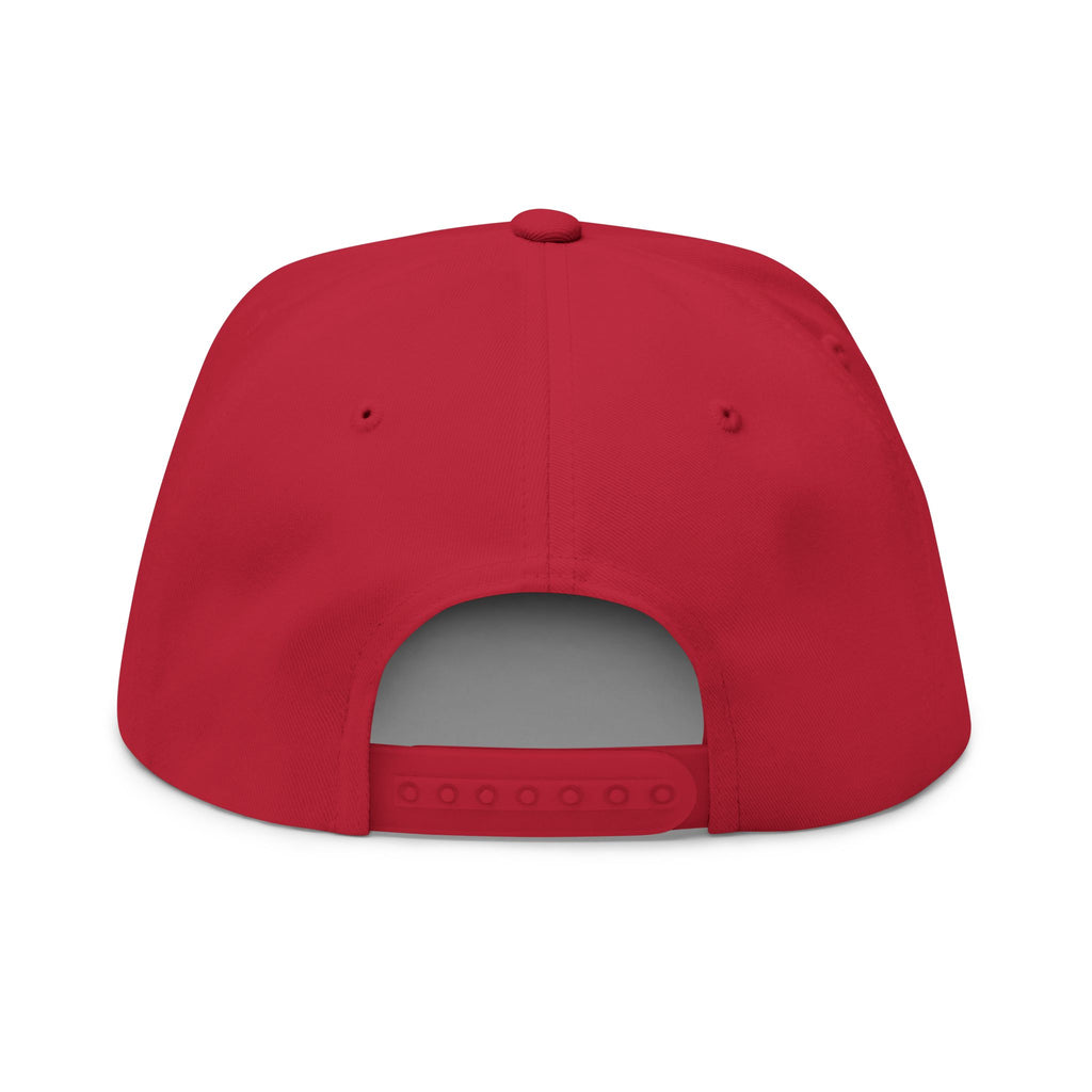 Fifty Five Eleven Embroidered Flat Snapback Hat; Red